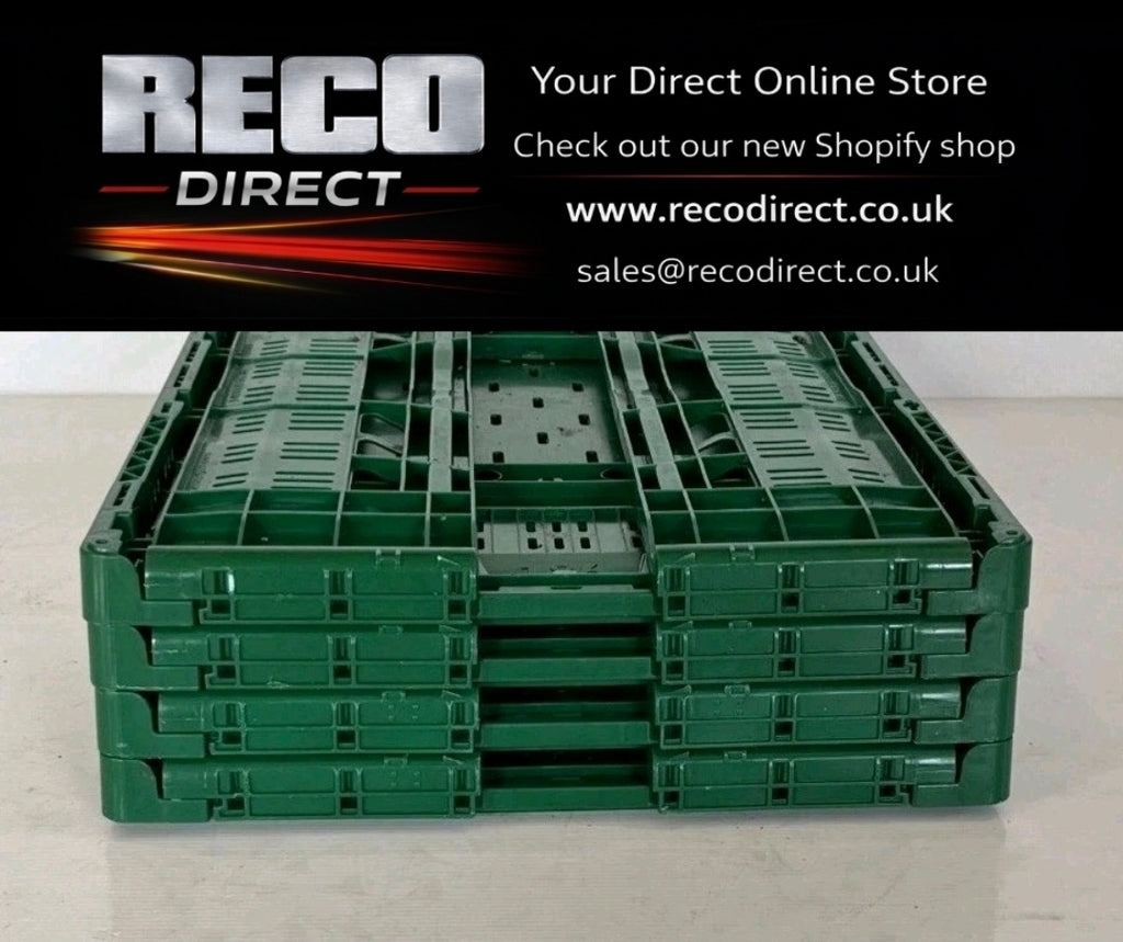 600 × 400 × 100mm Shallow Folding Stack Crate – Refurbished Industrial ...