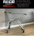 Refurbished 100 Litre Shopping Trolley with Key Lock – Heavy Duty Zinc-Plated Supermarket Cart – 100L