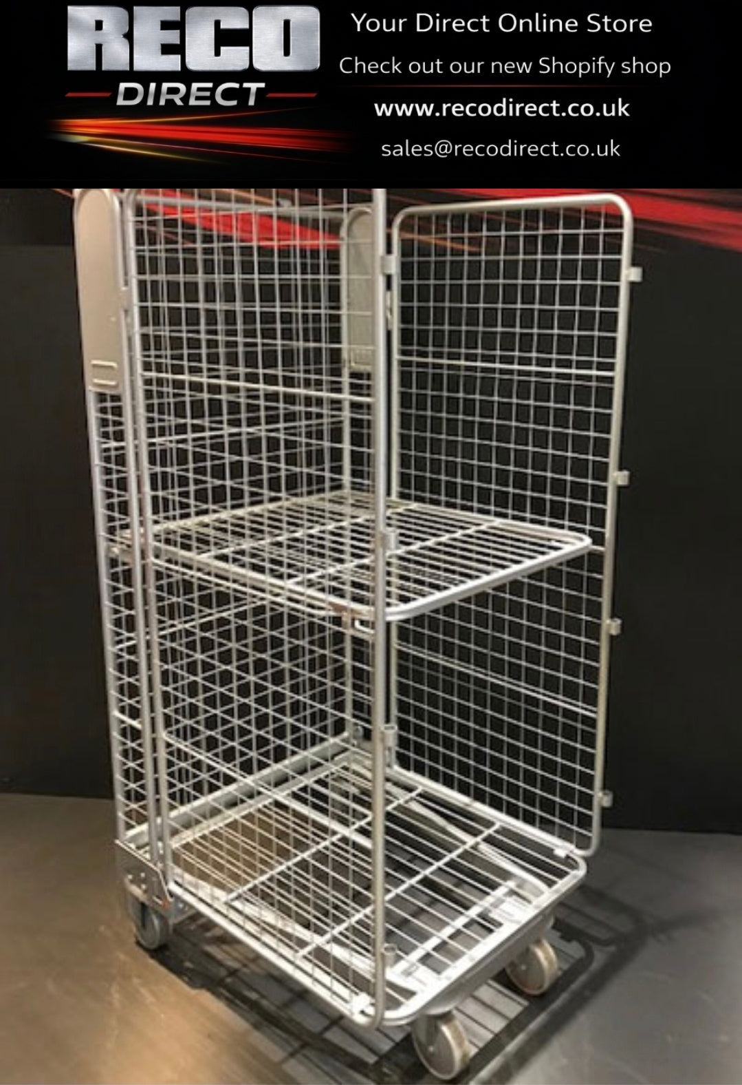 Heavy-Duty 3 Sided Mesh Roll Containers – 600kg Capacity | Bright Zinc Plated | Hinged or Loose Shelf Options