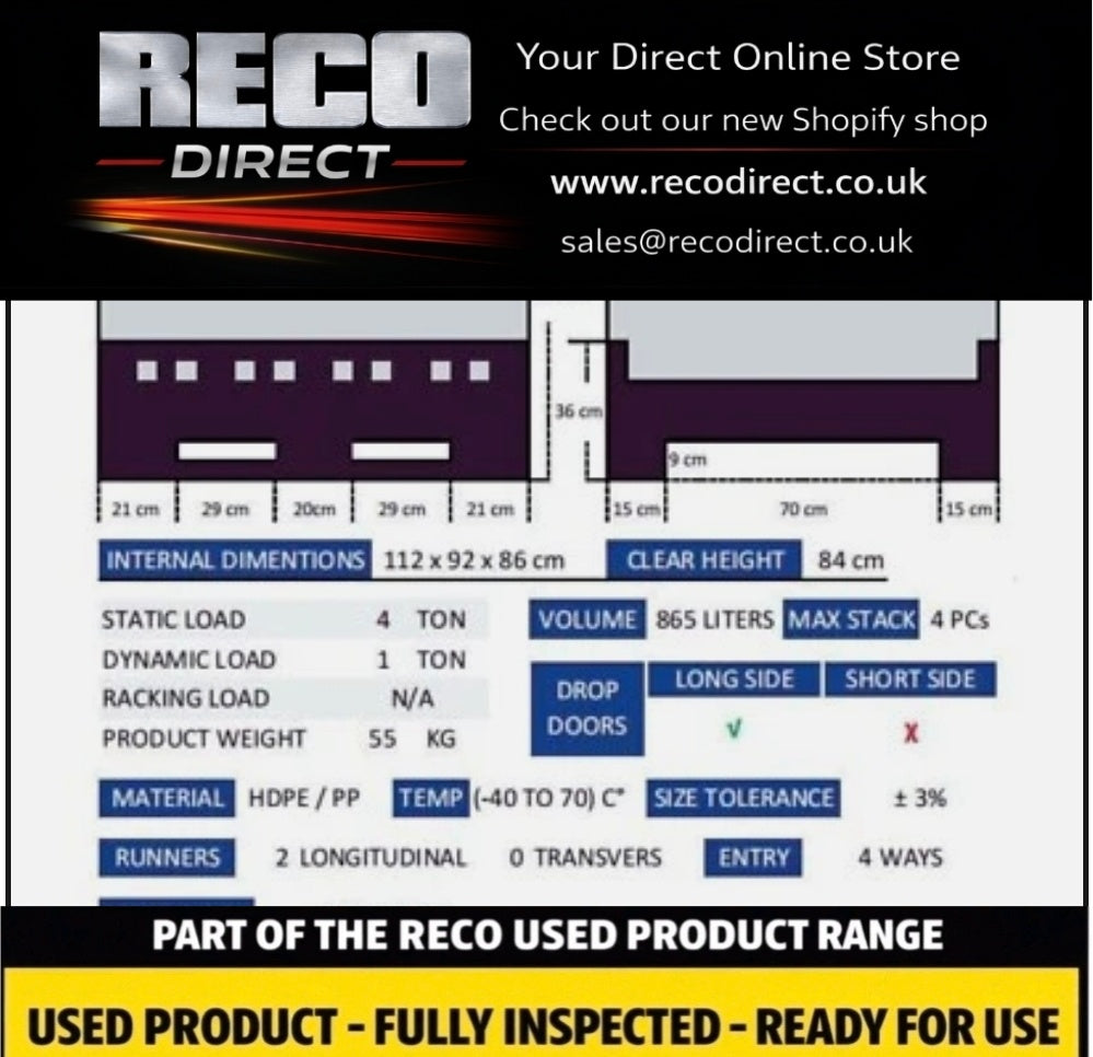 Used Sleeve Pallet Box 1200×800×950mm Euro – Collapsible Plastic Pallet Container