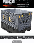 Used Collapsible Plastic Pallet Box 1200x1000x975mm – 840L – Refurbished – Lid Optional
