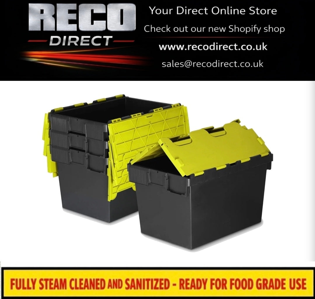 Refurbished 56L VERY CLEAN Plastic Tote Boxes 600x400x300mm – Heavy Duty ALC Containers
