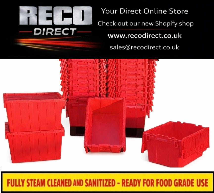 Refurbished Medium 52L 550x390x320mm Plastic Tote Boxes – Heavy Duty ALC Containers