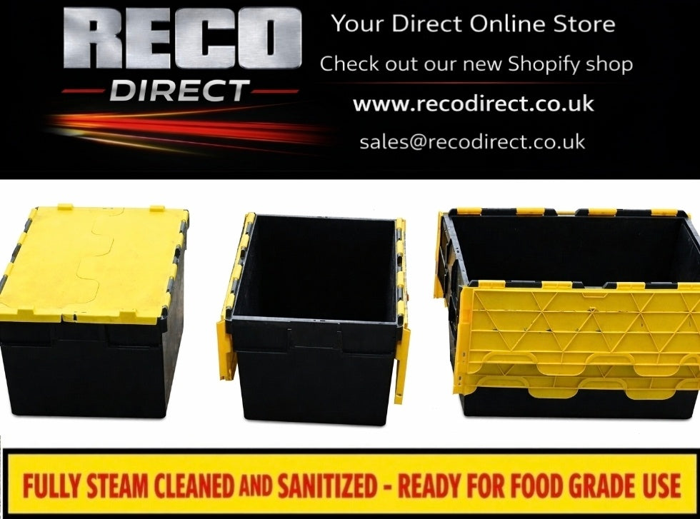 Refurbished 56L VERY CLEAN Plastic Tote Boxes 600x400x300mm – Heavy Duty ALC Containers
