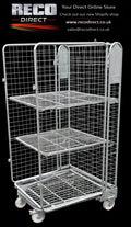 Heavy-Duty 3 Sided Duel Shelf Mesh Roll Containers – 600kg Capacity | Bright Zinc Plated