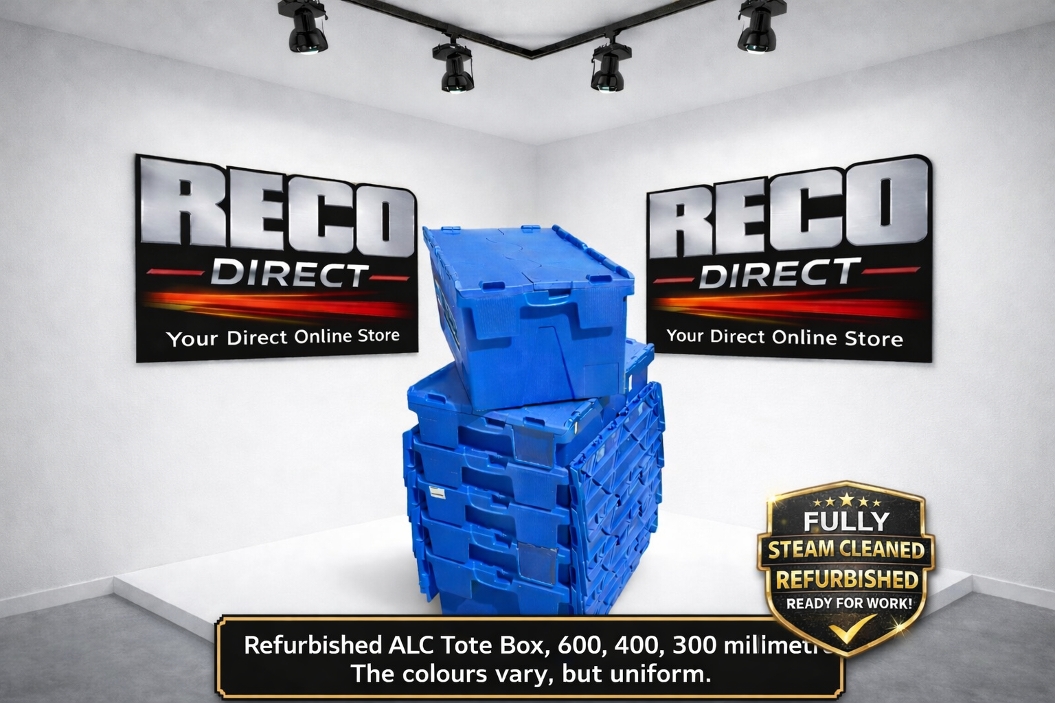 Refurbished 56L Plastic Tote Boxes 600x400x300mm – Heavy Duty ALC Containers