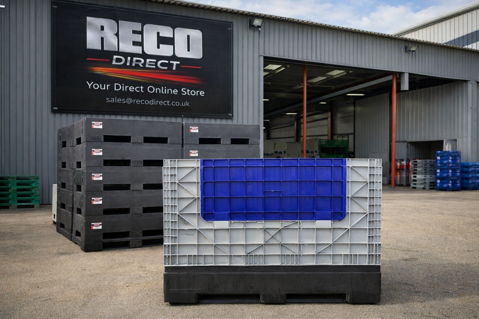 Used Collapsible Plastic Pallet Box 1200x1000x975mm – 840L – Refurbished – Lid Optional