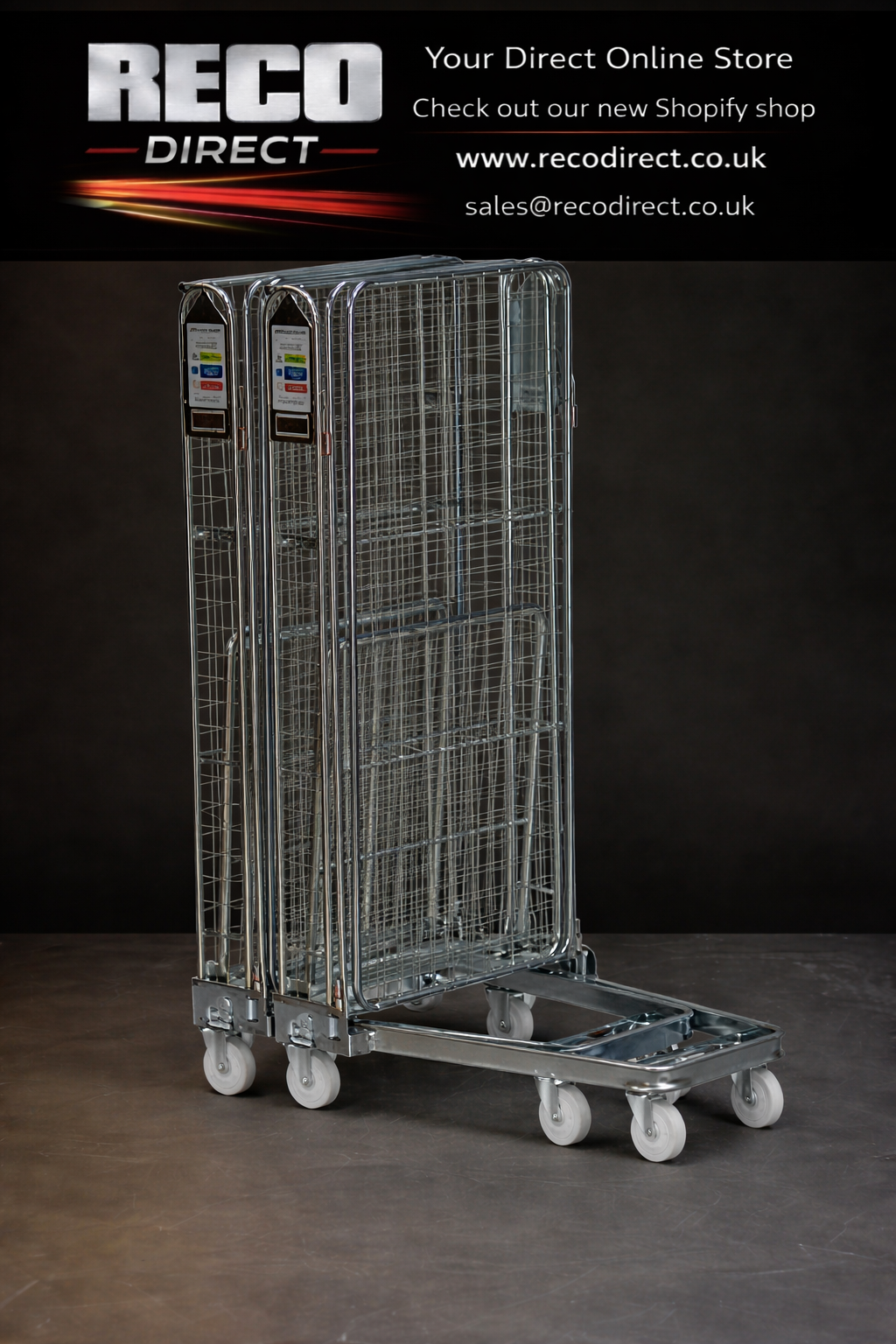 Heavy-Duty 4 Sided Mesh Roll Containers – 600kg Capacity | Bright Zinc Plated | Hinged or Loose Shelf Options