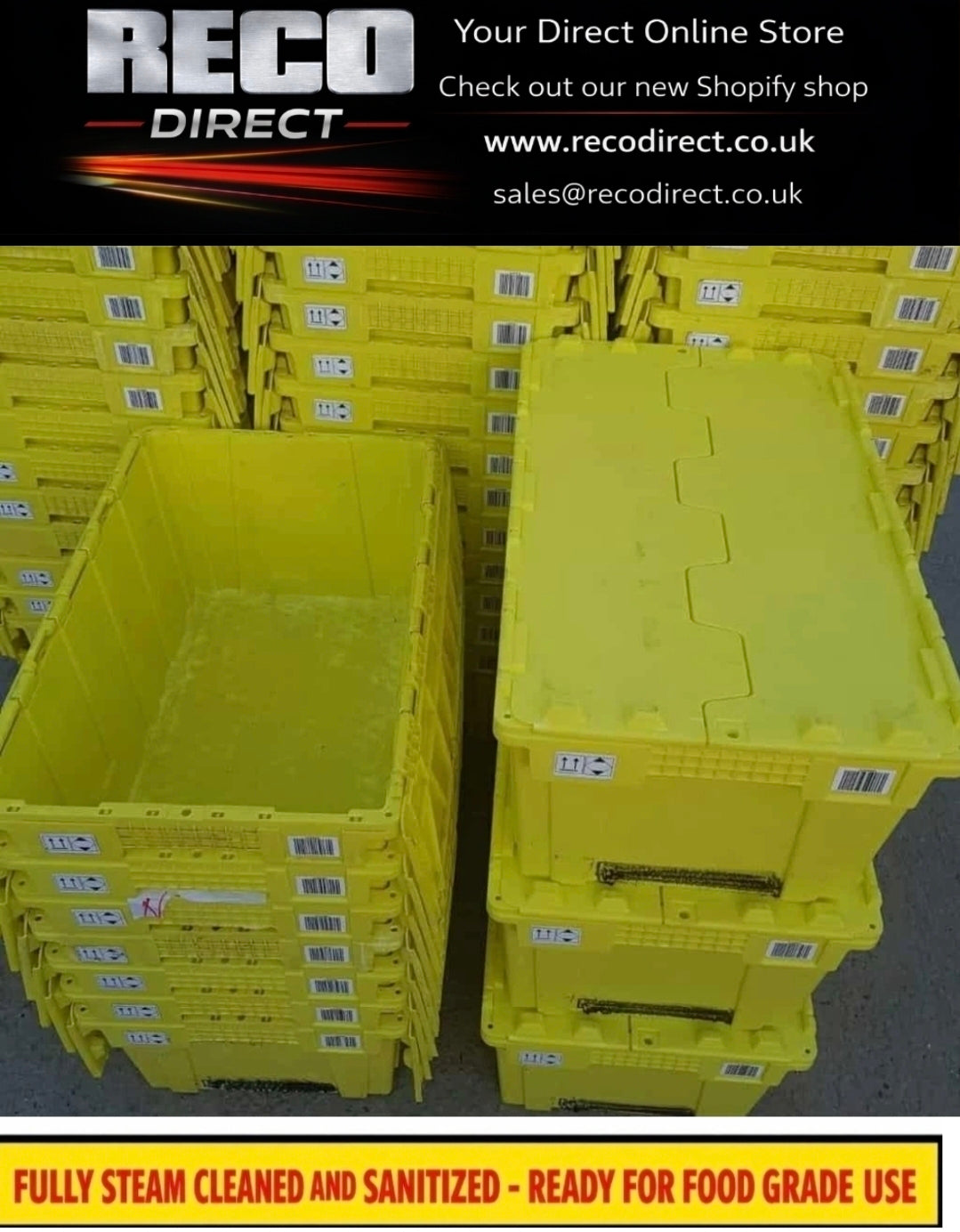 XL Refurbished 80L Plastic Tote Boxes 700x430x300mm – Heavy Duty ALC Containers